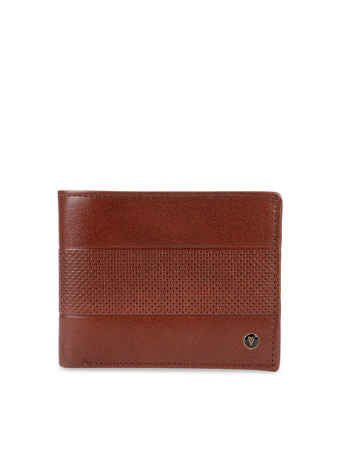 

Van Heusen Men Brown Self Design Two Fold Leather Wallet
