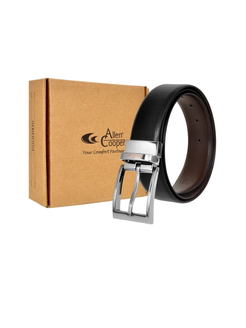 

Allen Cooper Men Black Textured Black Brown reversible belt