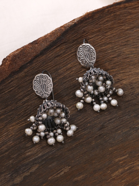 

ADORN by Nikita Ladiwala Silver-Toned Contemporary Drop Earrings