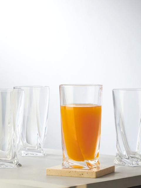 

Pure Home and Living Set Of 6 Transparent Solid Quadro Tumblers 350 ml