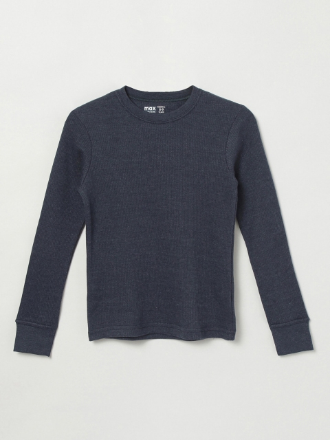

max Boys Blue Solid Thermal Tops