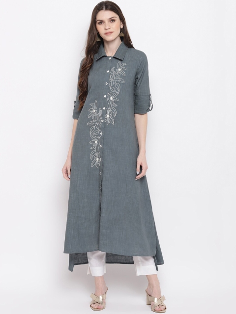 

Napra Women Grey Printed A-Line Kurta