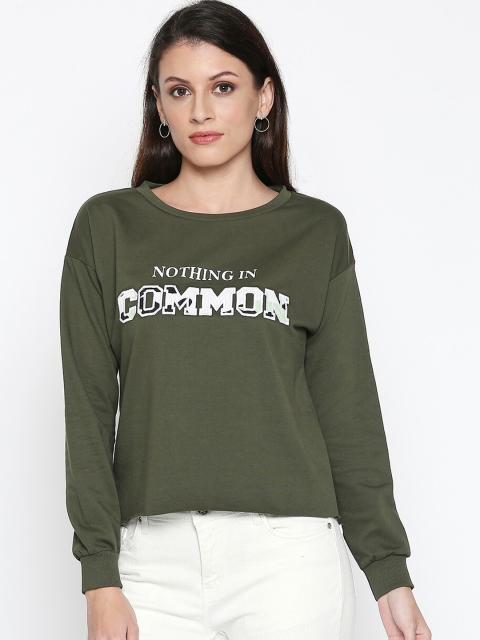 

People Women Green Printed Pure Cotton Top