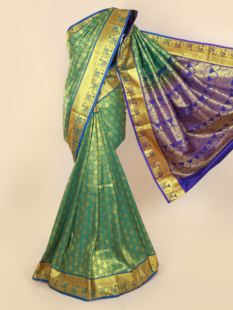 

Pothys Green Pure Silk Woven Design Kanjeevaram Saree