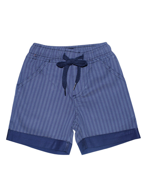 

KiddoPanti Boys Blue Striped Regular Fit Regular Shorts