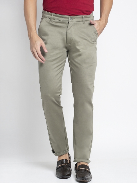 

Rodamo Men Olive Green Slim Fit Solid Chinos