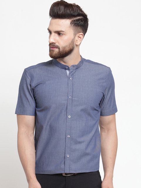 

Purple State Men Blue Slim Fit Solid Formal Shirt