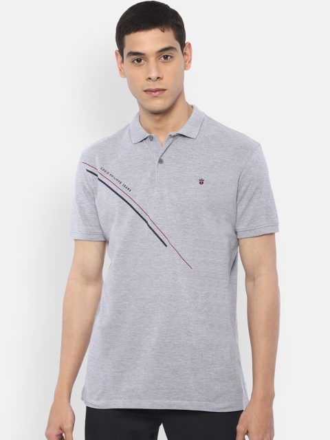

Louis Philippe Jeans Men Grey Solid Polo Collar T-shirt