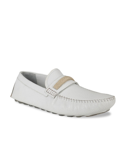 

ROSSO BRUNELLO Men White Solid Leather Formal Loafers