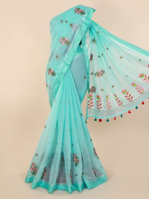 

Pothys Sea Green Embroidered Pure Cotton Saree