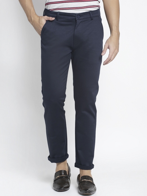 

Rodamo Men Navy Blue Slim Fit Solid Regular Trousers