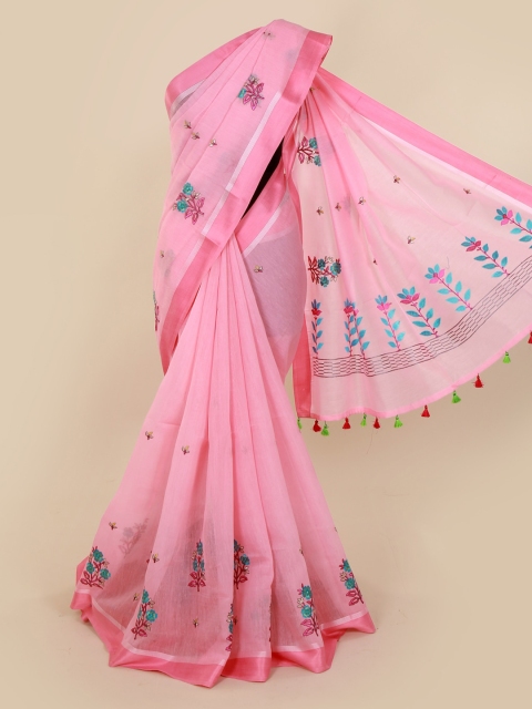 

Pothys Pink Embroidered Pure Cotton Saree