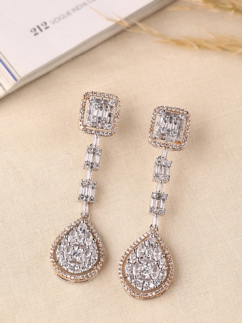 

ADORN by Nikita Ladiwala Silver-Toned Contemporary Drop Earrings