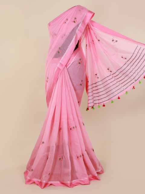 

Pothys Pink Embroidered Pure Cotton Saree