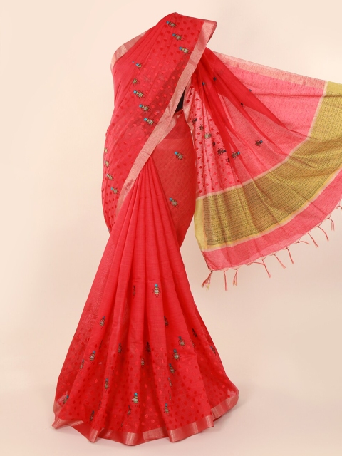 

Pothys Red Embroidered Pure Cotton Saree