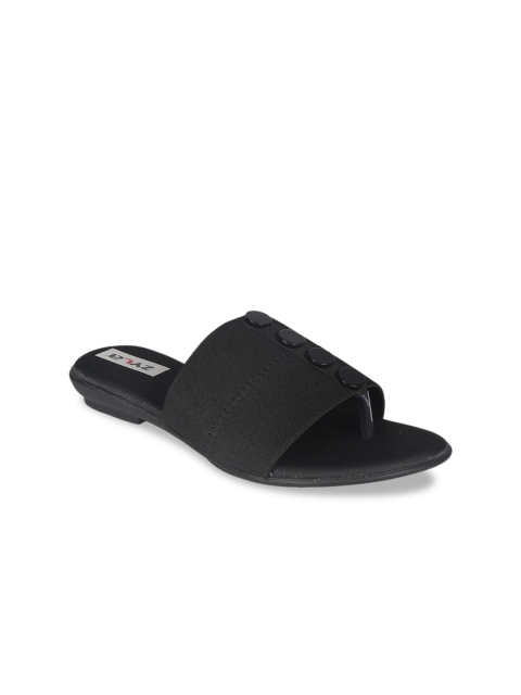 Zyla Women Black Solid Open Toe Flats