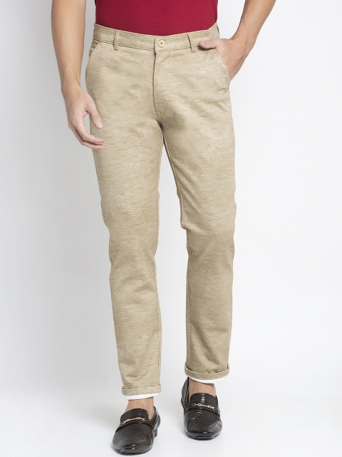 

Rodamo Men Beige Slim Fit Solid Regular Trousers