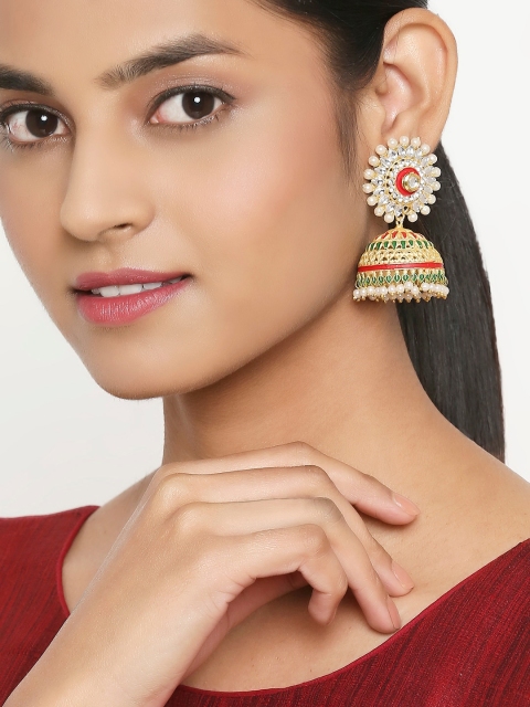 

OOMPH Gold-Toned & Green Contemporary Jhumkas