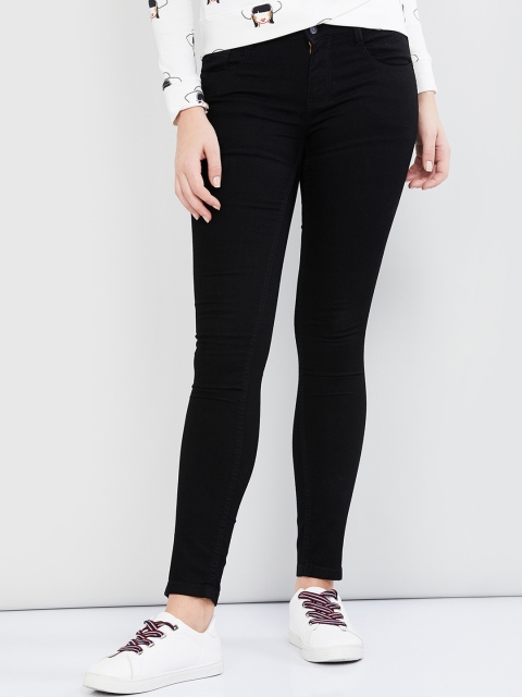 

max Women Black Skinny Fit Mid-Rise Clean Look Stretchable Jeans