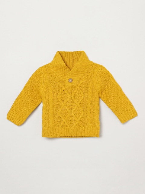 

max Boys Yellow Self Design Pullover Sweater