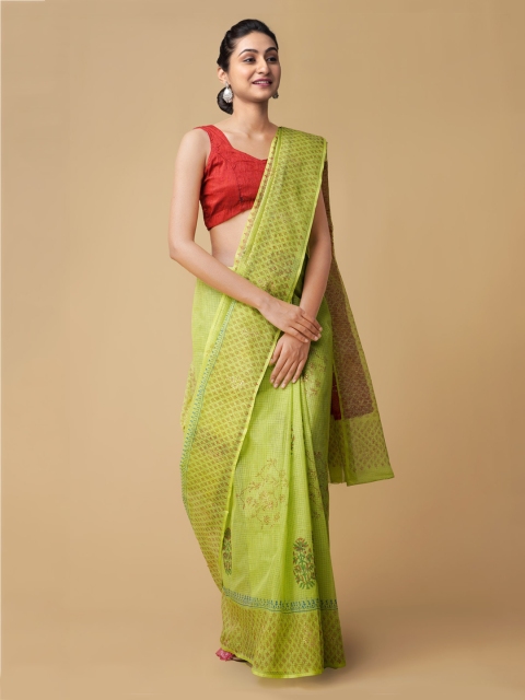 

Unnati Silks Green Pure Cotton Dyed Bandhani Saree