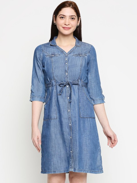 

Kraus Jeans Women Blue Solid Shirt Dress