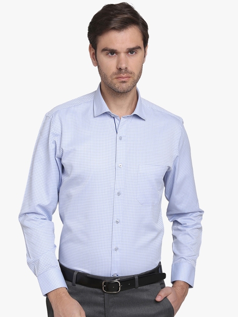 

Greenfibre Men Blue Regular Fit Checked Formal Shirt