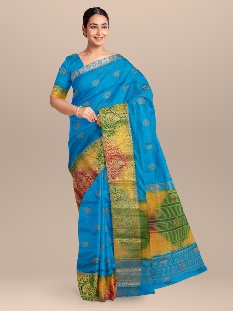 

KLM Fashion Mall Blue & Yellow Organza Woven Design Saree