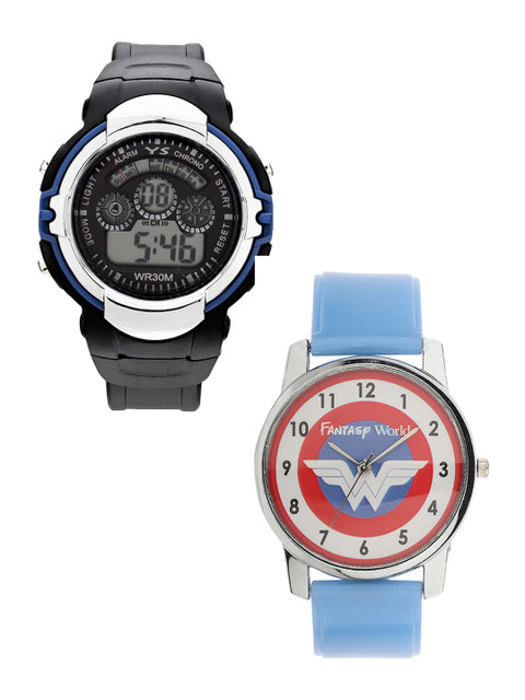 

Fantasy World Kids Red & Black His & Her Watch Gift Set FW124-008-SBL-YS-02-BL