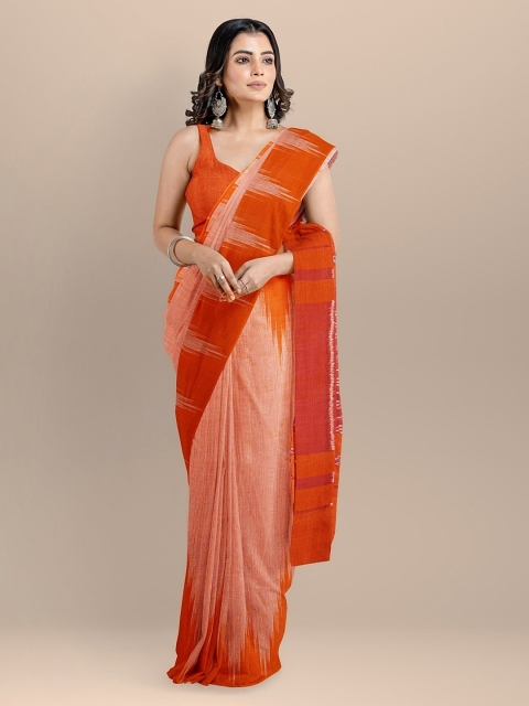 

BharatSthali Orange Pure Cotton Woven Design Sambalpuri Handloom Saree