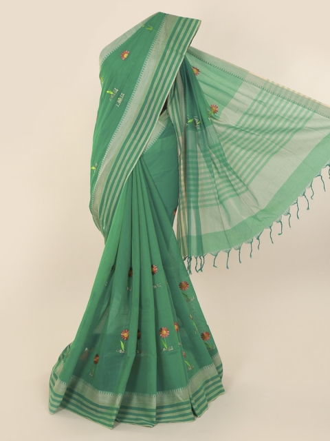 

Pothys Green Embroidered Pure Cotton Saree