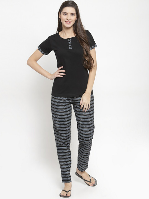 

Claura Women Black & Grey Night Suit