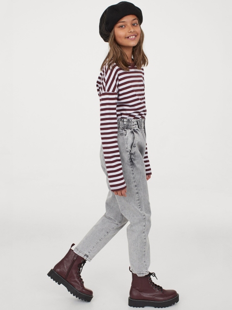 

H&M Girls Grey Loose Fit High Waist Trousers