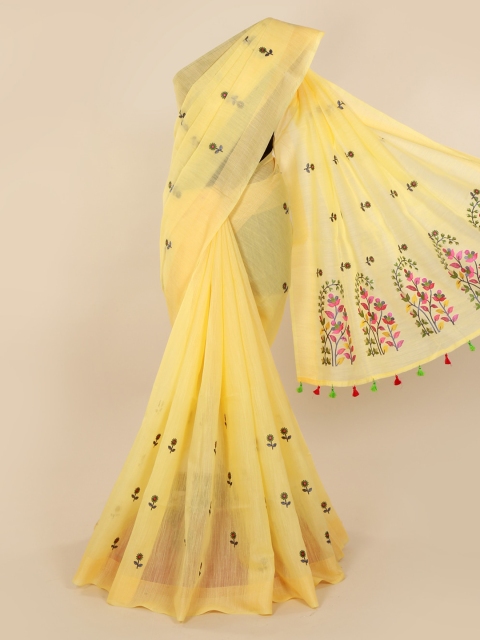 

Pothys Yellow Embroidered Pure Cotton Saree