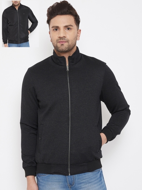

Okane Men Charcoal Grey Solid Reversible Bomber
