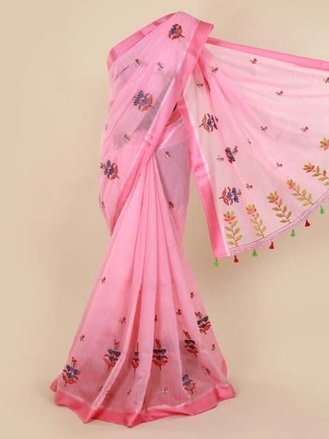 

Pothys Pink Embroidered Pure Cotton Saree