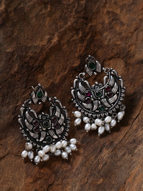 

ADORN by Nikita Ladiwala Silver-Toned Contemporary Drop Earrings