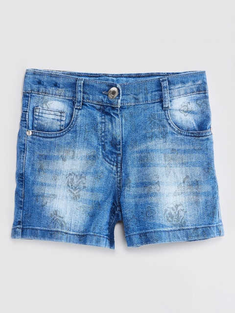 

max Girls Blue Washed Regular Fit Denim Shorts