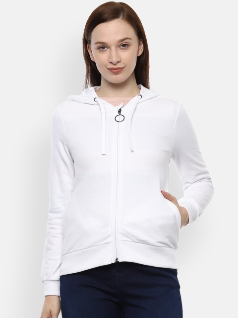 

Van Heusen Woman Women White Solid Hooded Cotton Sweatshirt