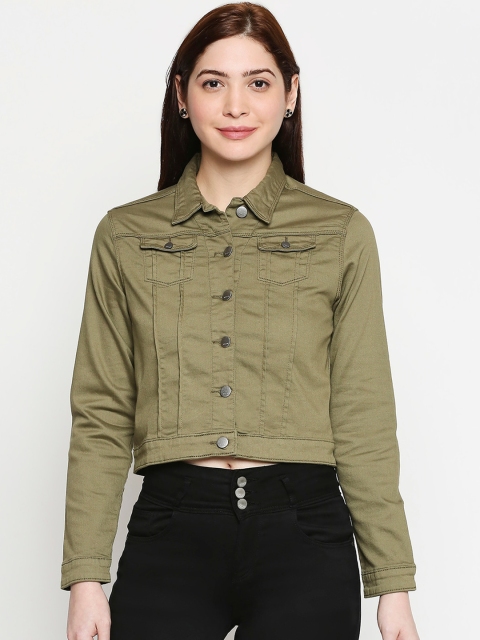 

Kraus Jeans Women Olive Green Solid Tailored Jacket