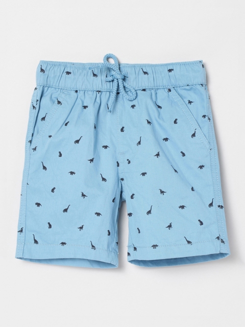 

max Boys Blue Printed Regular Fit Cotton Shorts