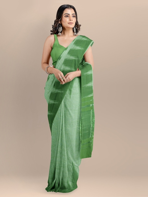 

BharatSthali Green Pure Cotton Printed Sambalpuri Saree