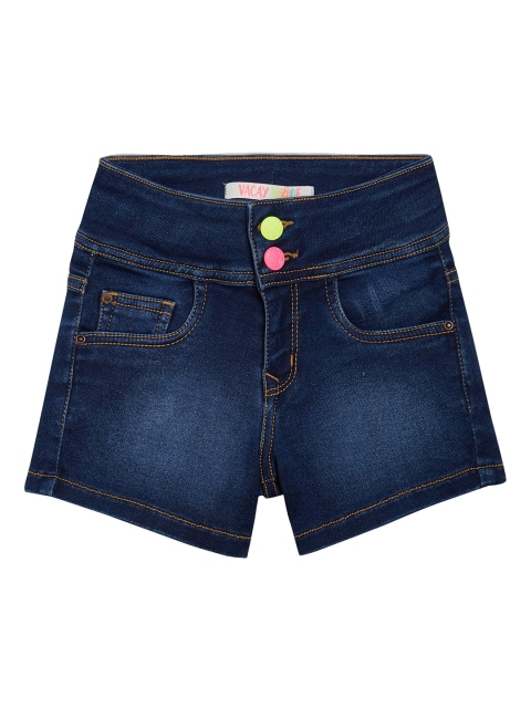 

VITAMINS Girls Blue Solid Regular Fit Regular Shorts