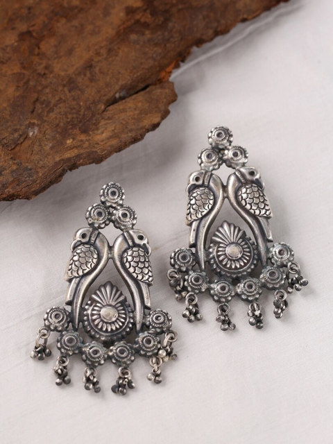

ADORN by Nikita Ladiwala Silver-Toned Contemporary Drop Earrings