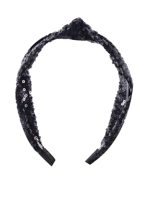 

BuckleUp Women Black Embellished Knotted Hairband