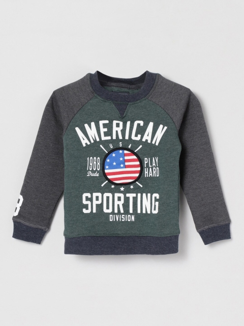 

max Boys Green & Off-White Printed Sweatshirt