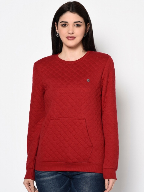 

Miss Grace Women Red Self Design Sweatshirt