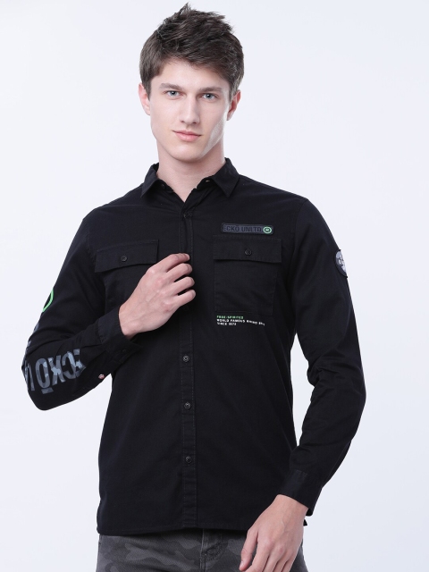 

Ecko Unltd Men Black Slim Fit Solid Casual Shirt