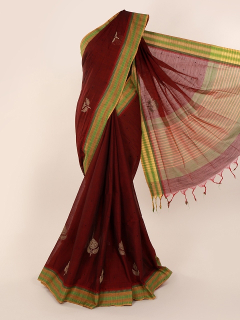 

Pothys Maroon Embroidered Pure Cotton Saree
