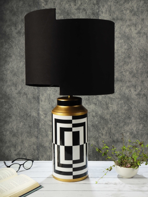 

Grated Ginger Black & White Solid Contemporary Bedside Lamp with Shade